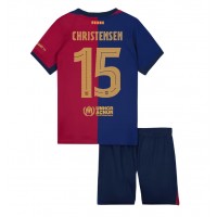 Camisa de Futebol Barcelona Andreas Christensen #15 Equipamento Principal Infantil 2024-25 Manga Curta (+ Calças curtas)